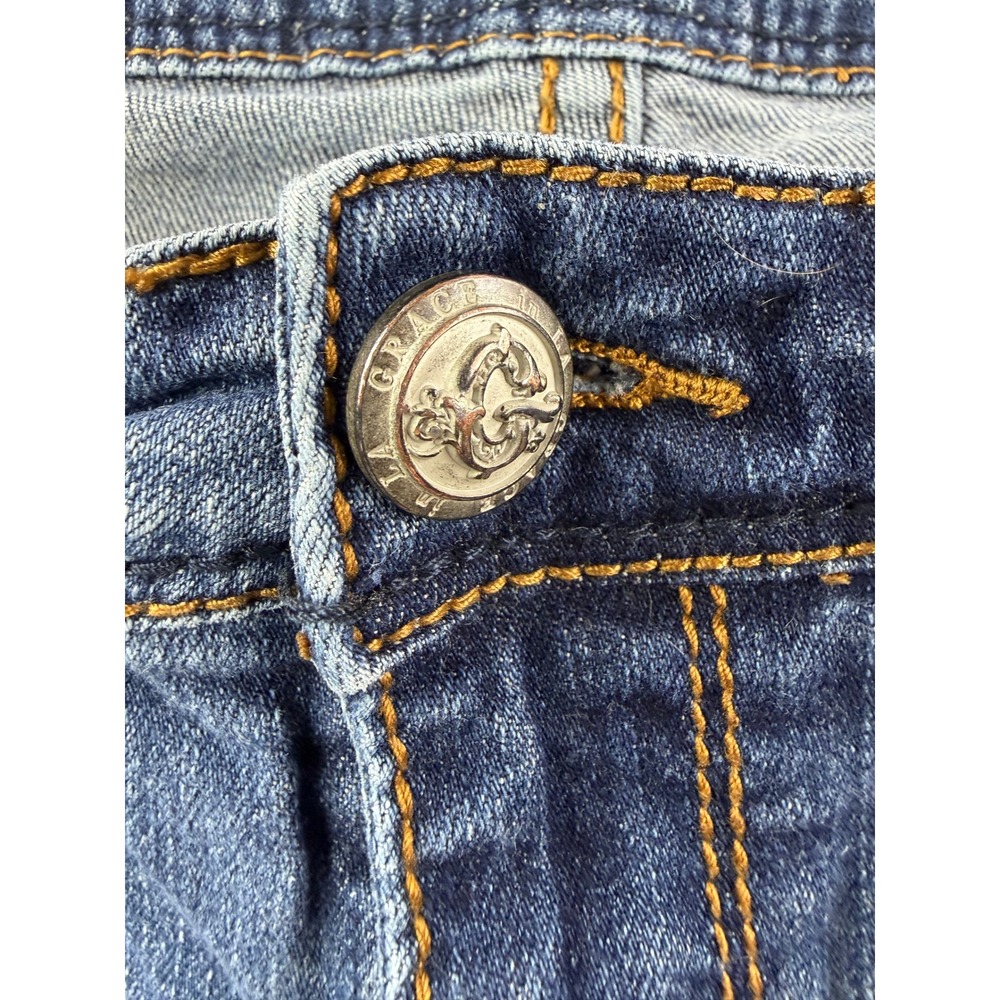 Grace in LA Distressed Bootcut Jeans Womens Blue Ripped Frayed 34x32 - Picture 5 of 11